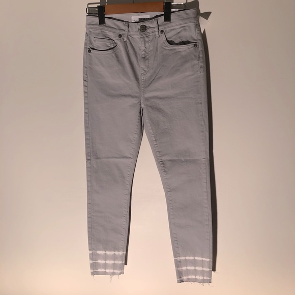 LOFT High Waist Skinny Crop Jeans with Tie Dye bottom - Picture 1 of 4